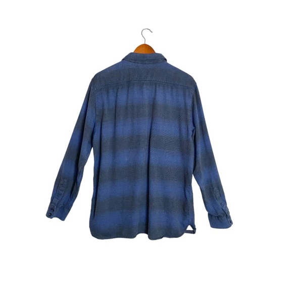 Vans Blue/Grey Striped Long Sleeve Button Front Flannel Shirt - Picture 2 of 6